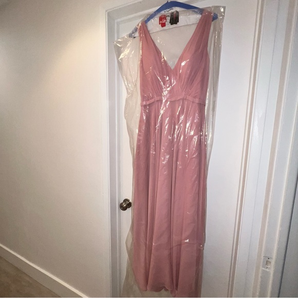 JJ's House Blush Bridesmaid Dress A-Line V-Neck Floor Length Chiffon Sz US 2 - Picture 6 of 10